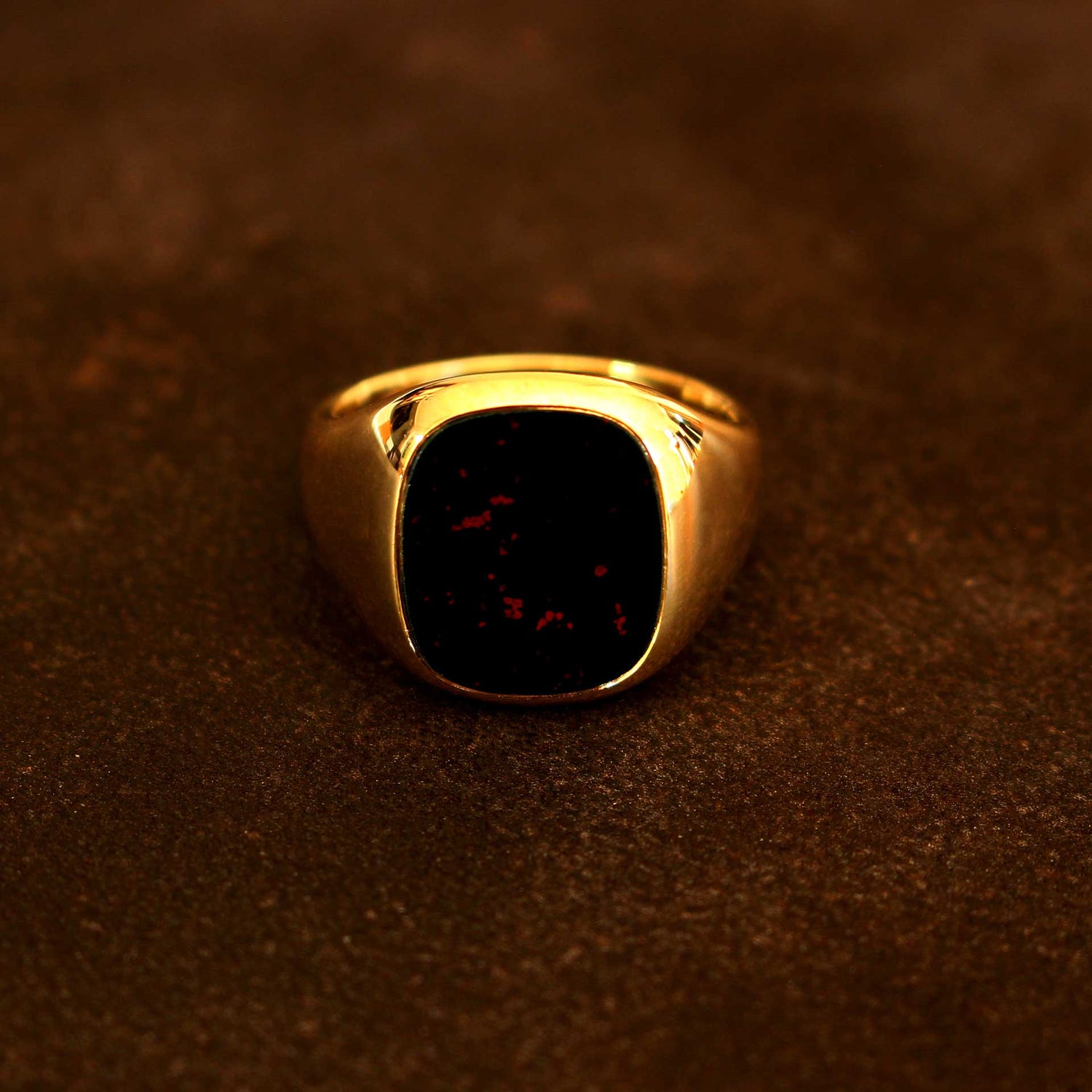 Siegelring Herren massiv Echtgold mit Heliotrop