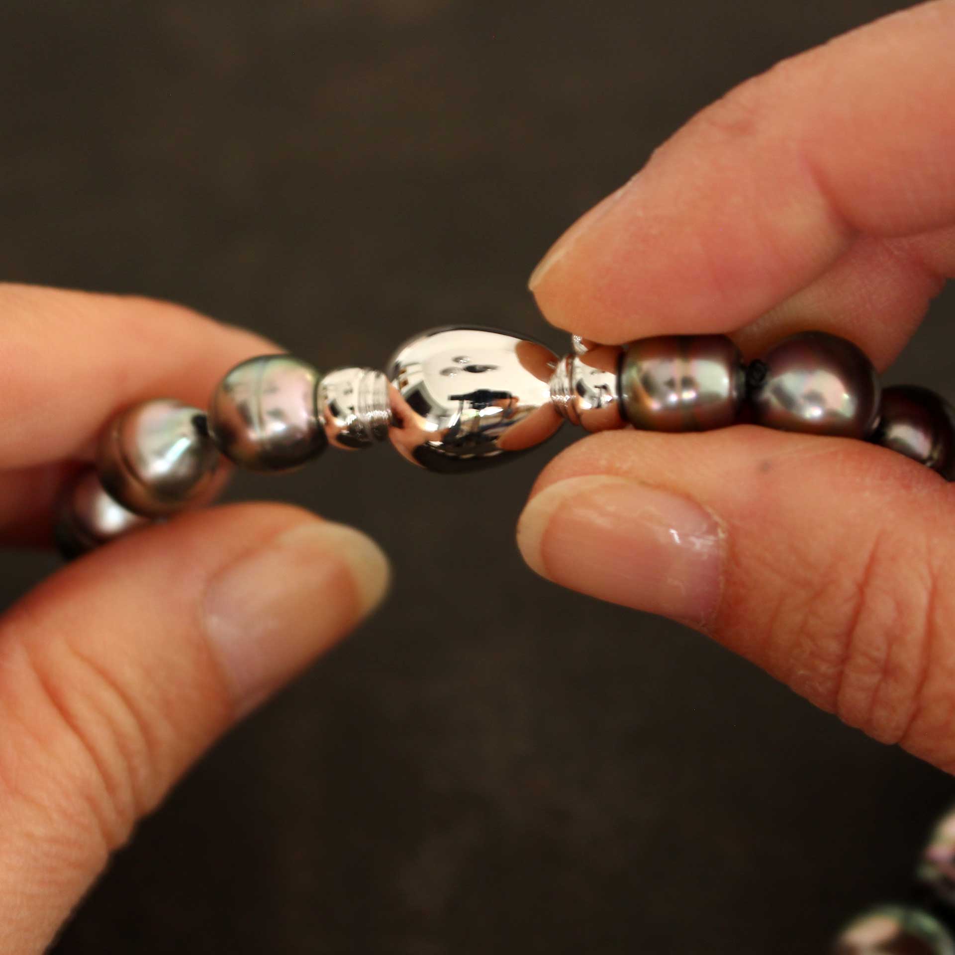 Tahitiperlenkette Barock mit Schliesse in 18ct Weißgold