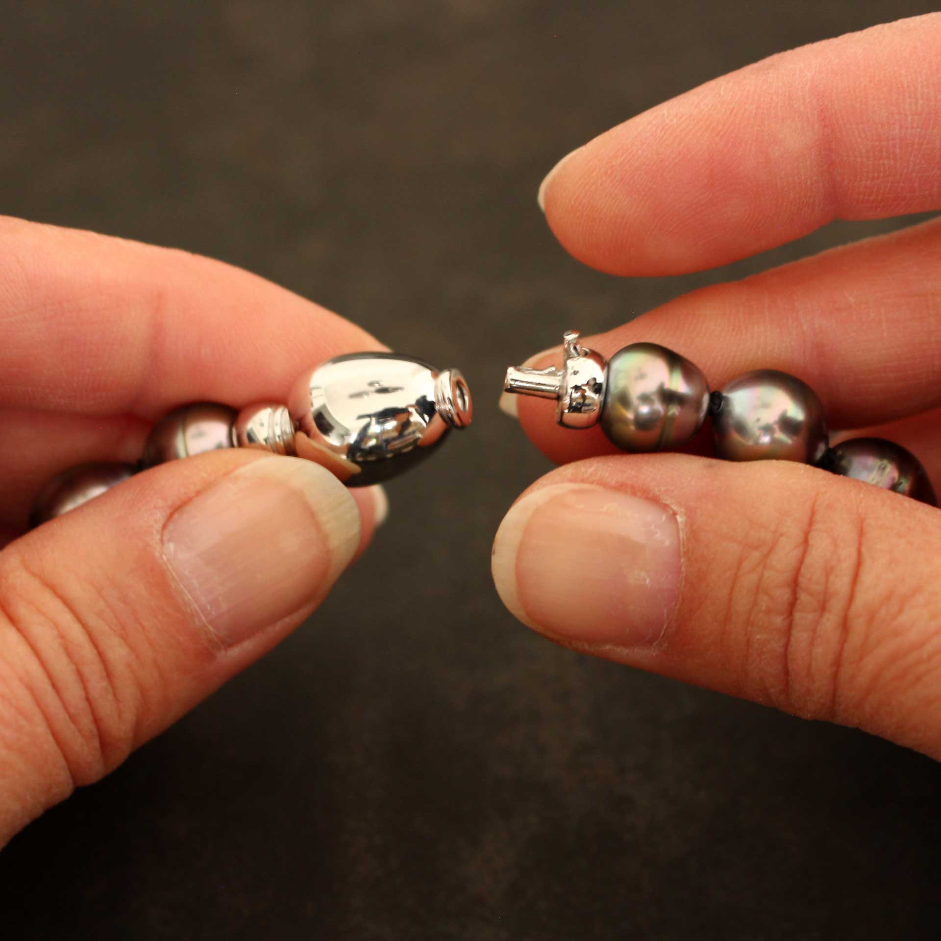 Tahitiperlenkette Barock mit Schliesse in 18ct Weißgold