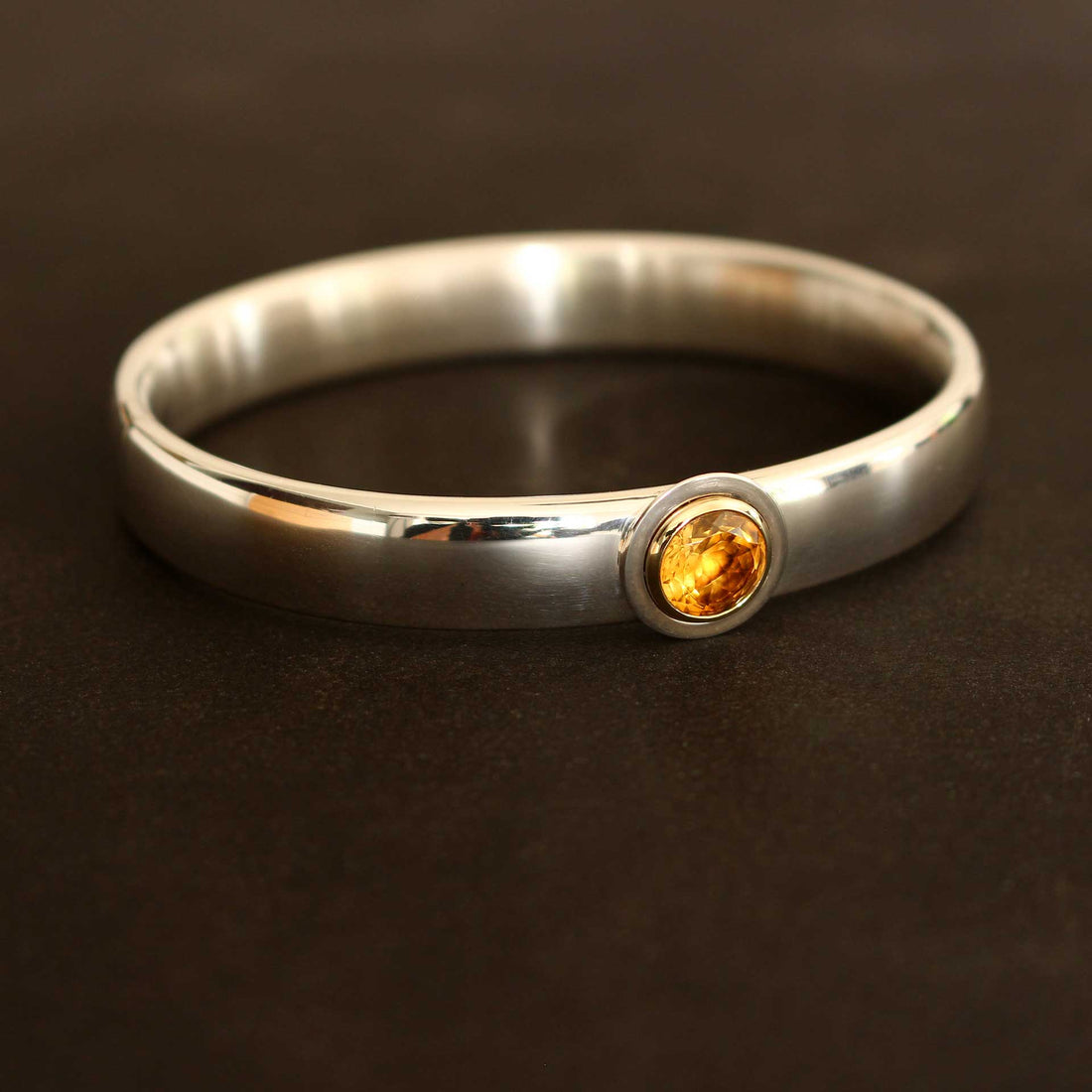 Silberarmreif geschlossen mit Gold und Citrin