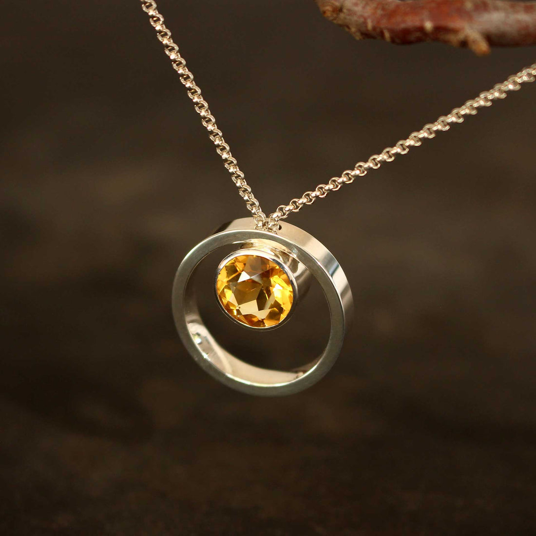 Citrinanhänger Silber mit integrierter Kette