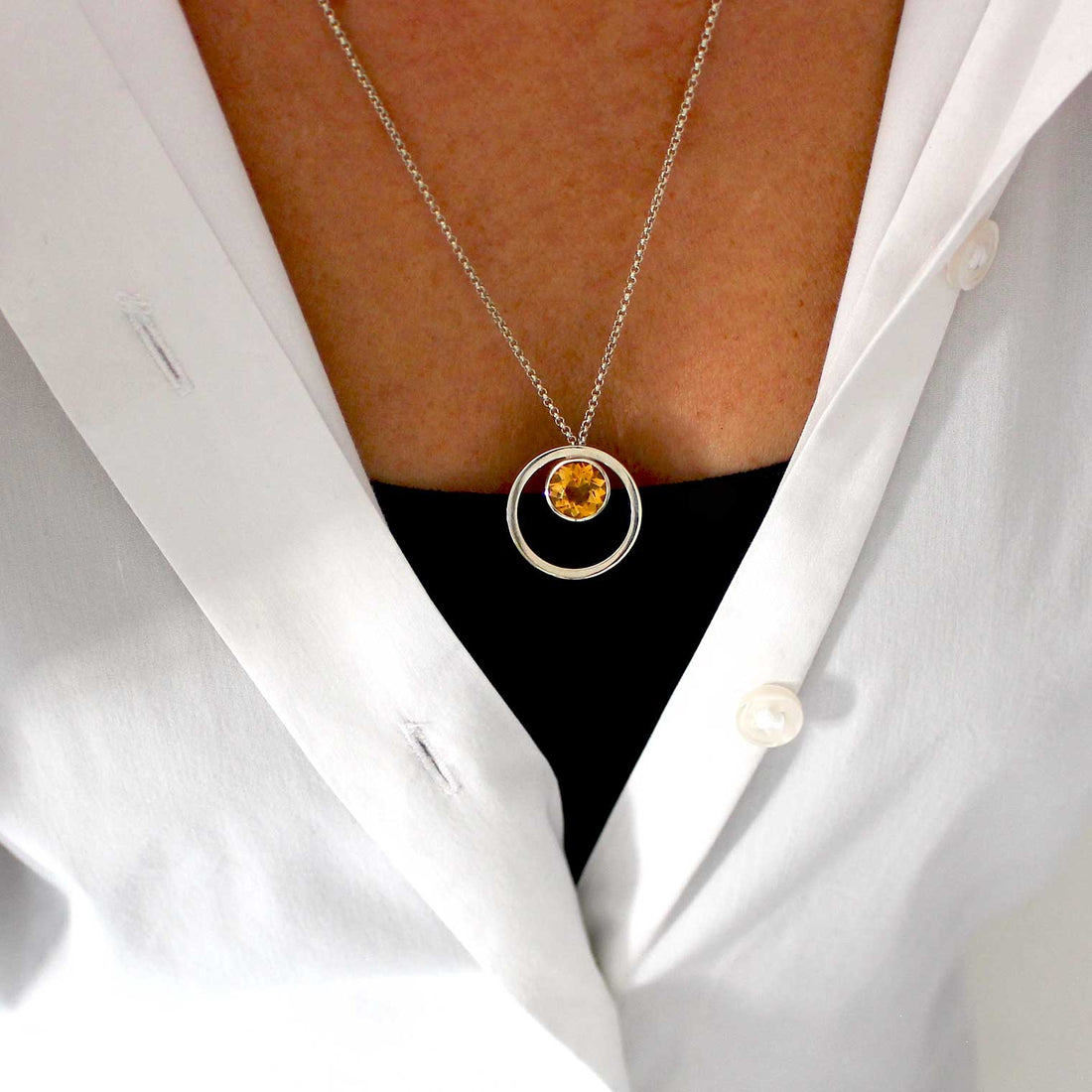 Citrinanhänger Silber mit integrierter Kette