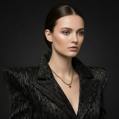 Goldanhänger mit Granatherz – universell tragbar an Goldkette, Silberkette oder Lederband