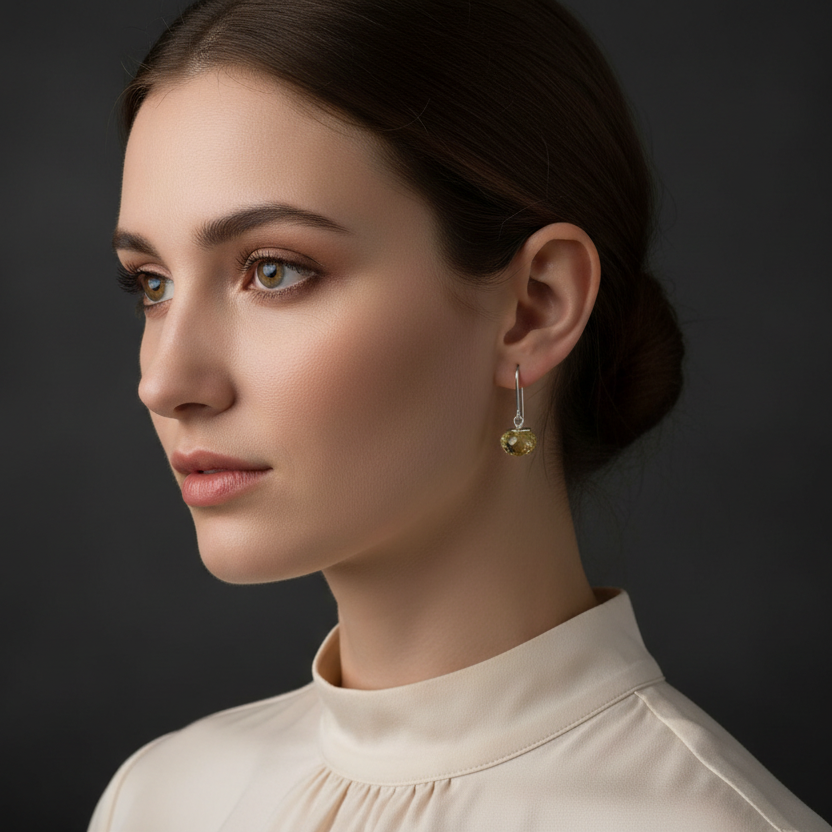 Ohrringe Weissgold mit Lemon Citrin