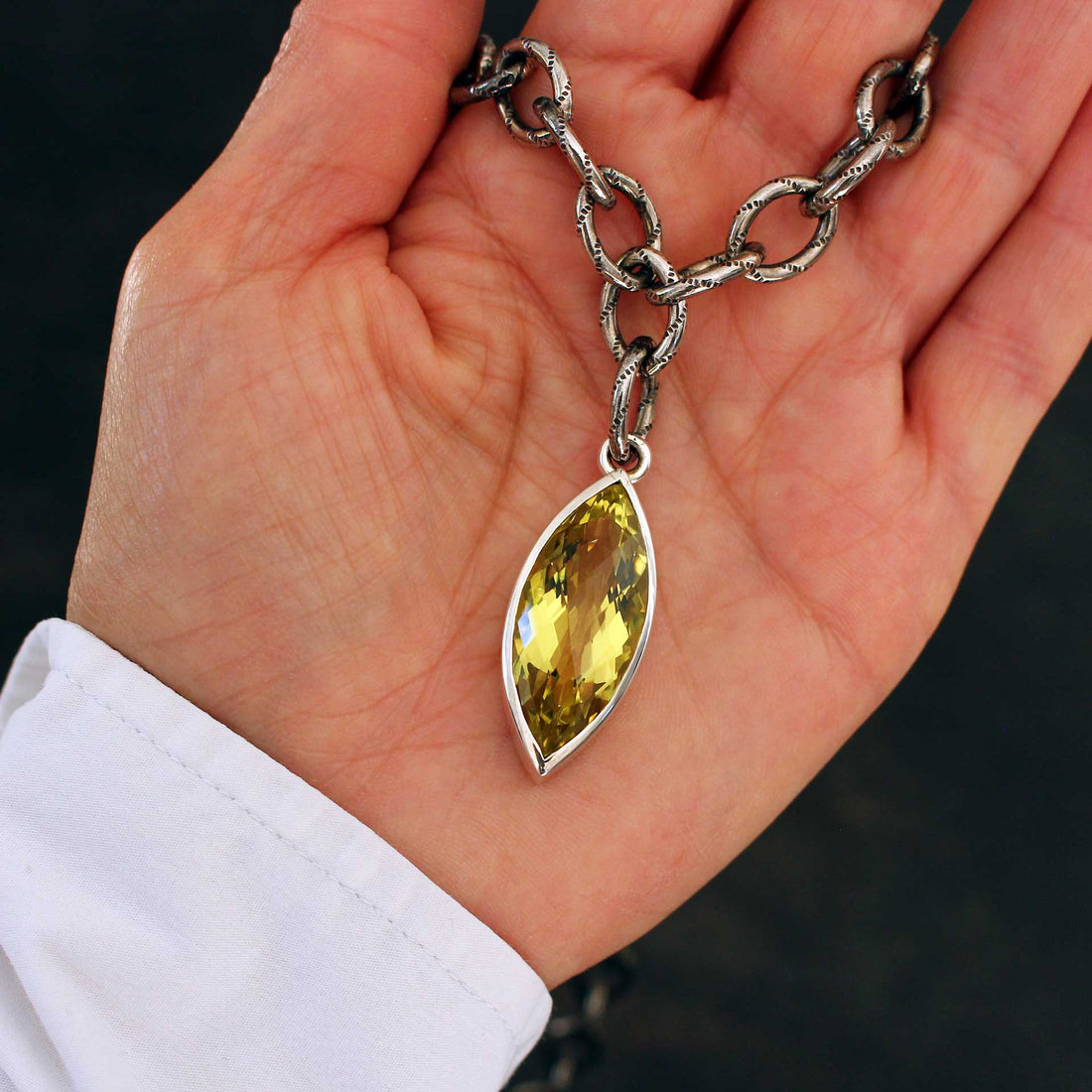 Silbercollier mit Lemon Quarz