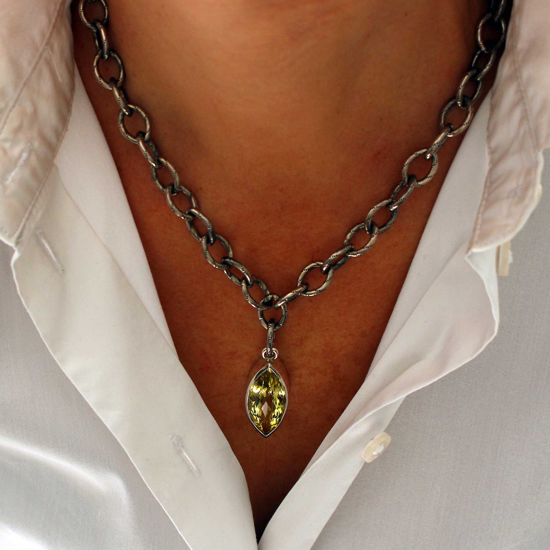 Silbercollier mit Lemon Quarz
