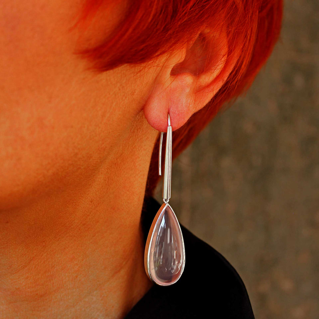 Ohrringe Weissgold mit Rosenquarz