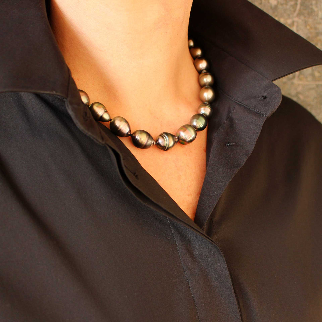 Tahitiperlenkette Barock mit Schliesse in 18ct Weißgold