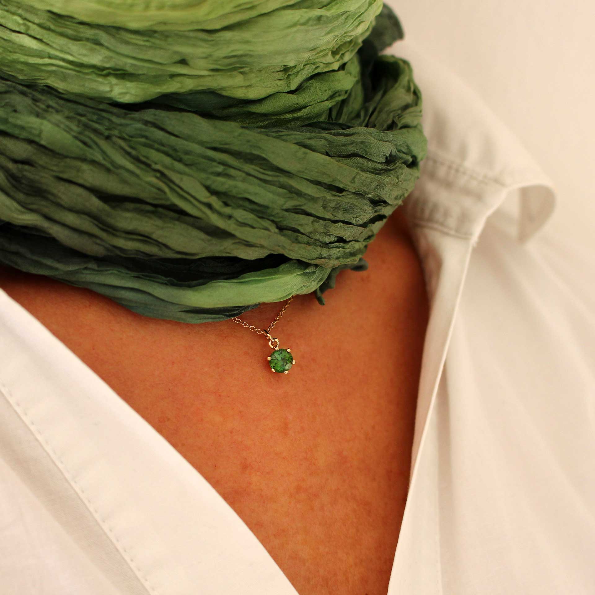 Turmalinanhänger 18ct. Gelbgold in Körbchenfassung