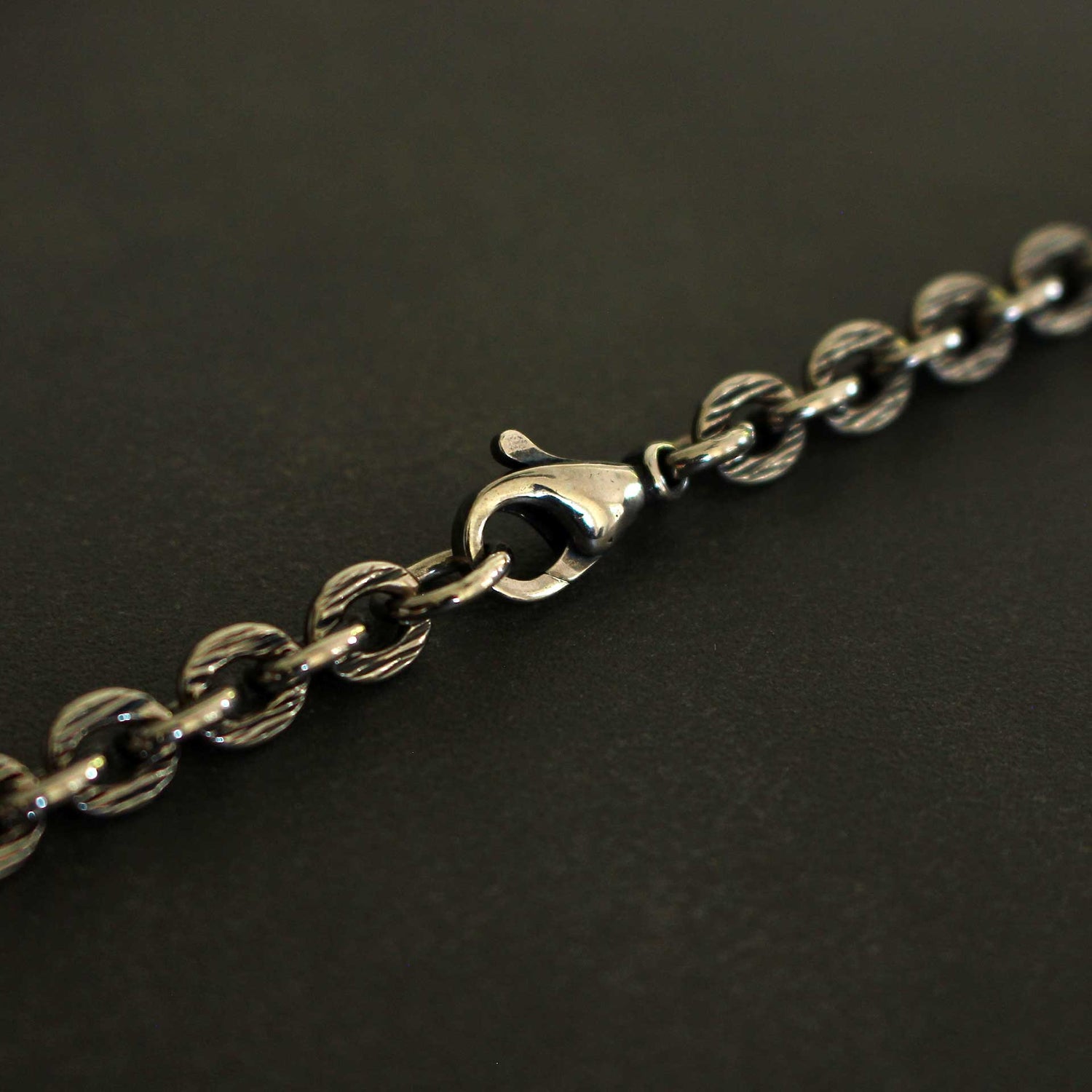 Strukturierte Unisex-Silberkette – Oxidiert &amp; Massiv