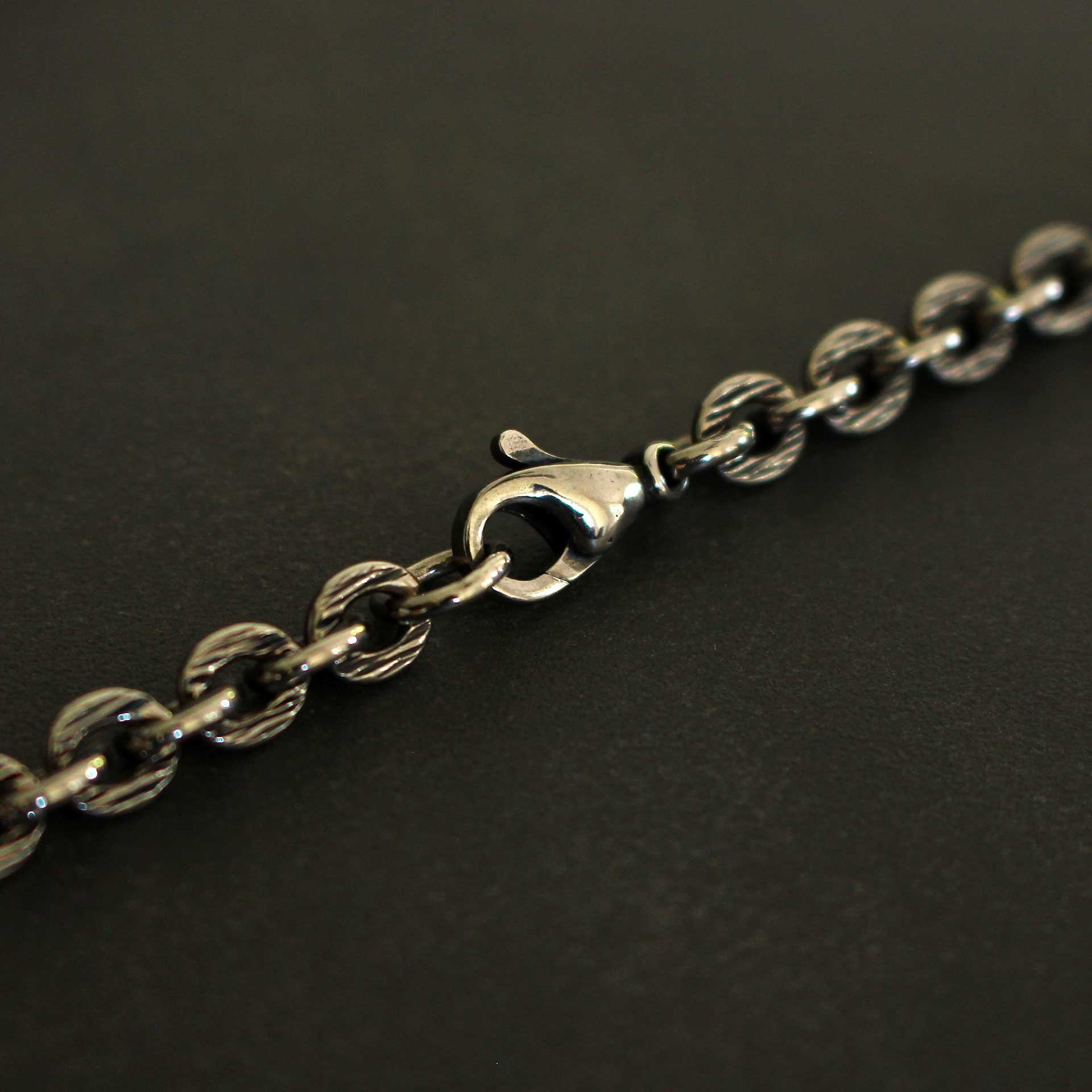 Strukturierte Unisex-Silberkette – Oxidiert &amp; Massiv