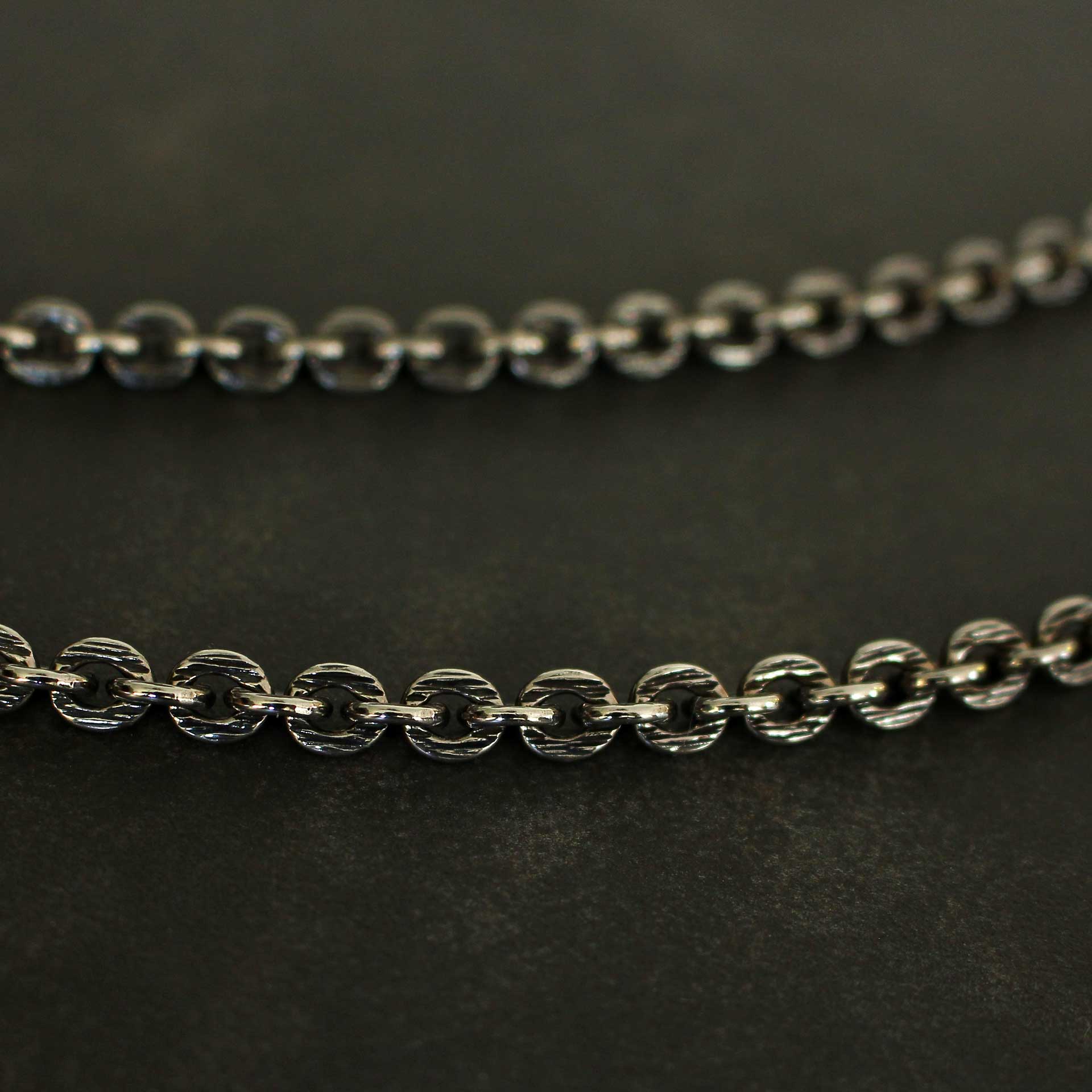 Strukturierte Unisex-Silberkette – Oxidiert &amp; Massiv