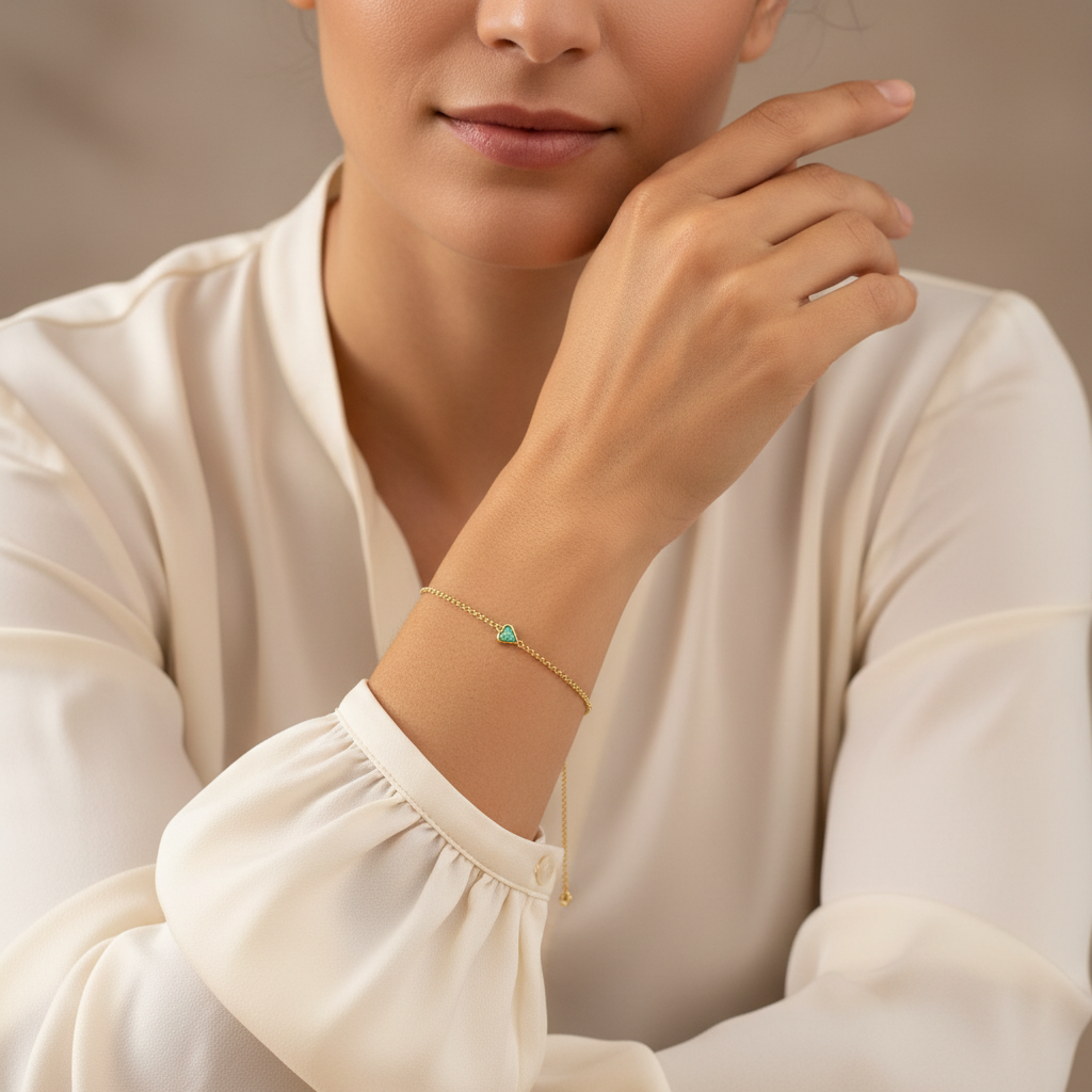 Goldarmband mit Opalherz Lifestyle-Foto quadratisch