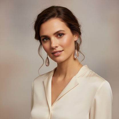 Ohrringe Weissgold mit Rosenquarz