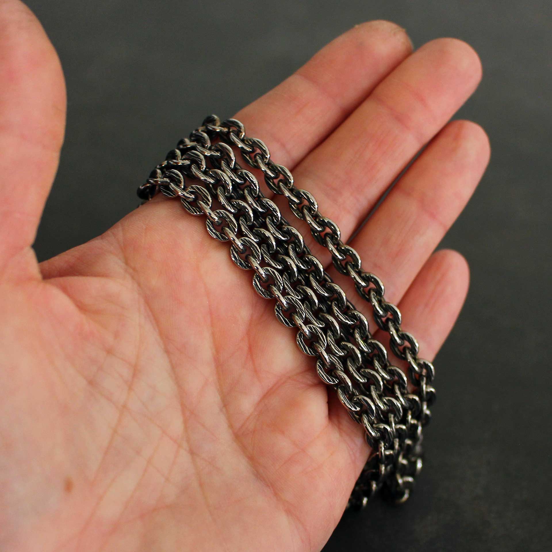 Strukturierte Unisex-Silberkette – Oxidiert &amp; Massiv